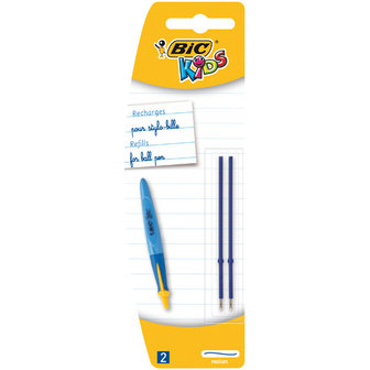 Balpen navulling | Bic | Blauw | Kids Twist | 2 stuks