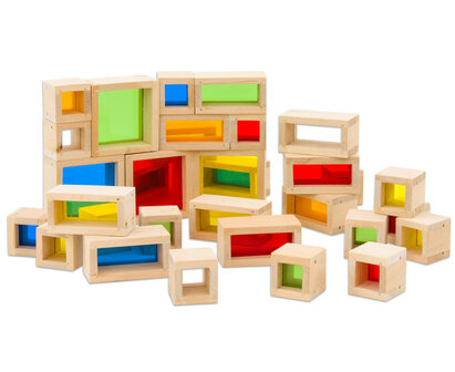 Gekleurde Raamblokken 32 stuks in kist
