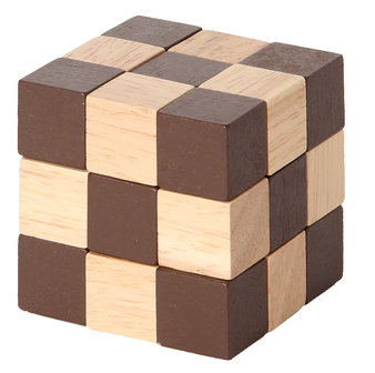 Dobbelsteenslang - 3x3x3 - 5,4 cm - bruin