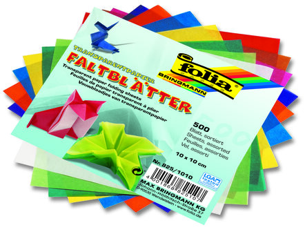 500 Transparantpapier vouwbladen 42 gr. - vierkant - 20x20 cm - assorti 10 kleuren