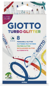 Viltstiften Turbo Glitter - 8x - assorti - glitter viltstift