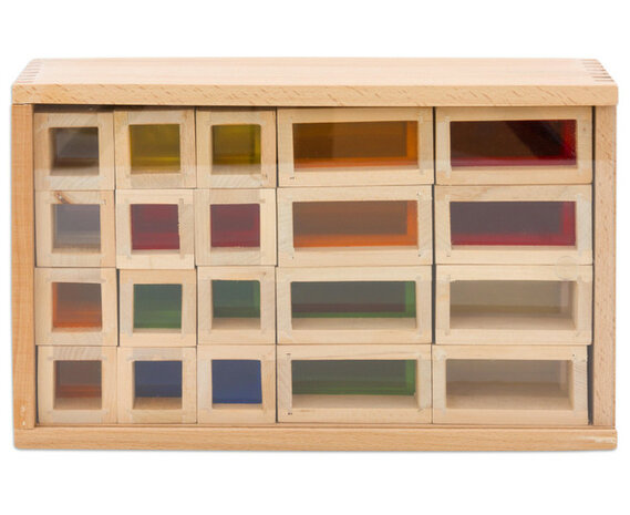 Gekleurde Raamblokken 32 stuks in kist