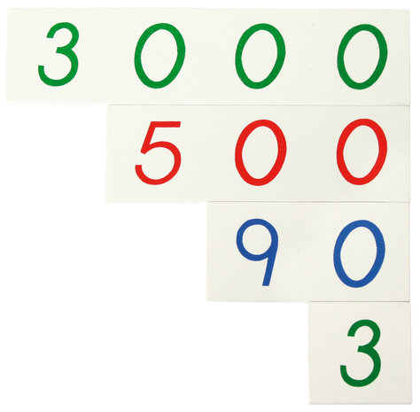 Kleine (wit) houten getalkaarten in kistje 1-9000