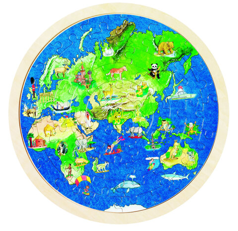 Legpuzzels rond - Wereld (2-zijdig)